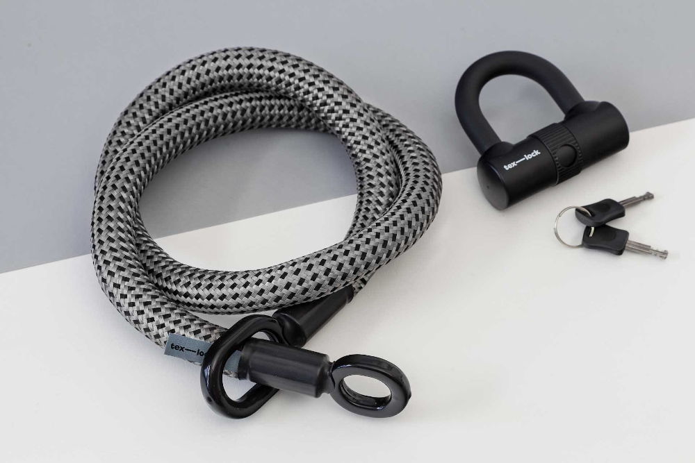 tex-lock eyelet S schwarz (Länge 80 cm) incl. Mini-Bügelschloss – Bild 2