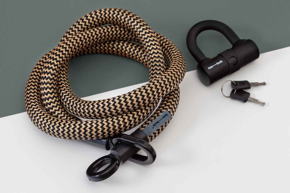 tex-lock eyelet S schwarz (Länge 80 cm) incl. Mini-Bügelschloss – Bild 3