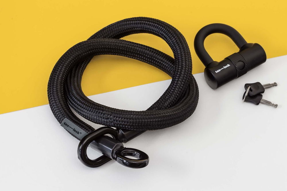 tex-lock eyelet S schwarz (Länge 80 cm) incl. Mini-Bügelschloss