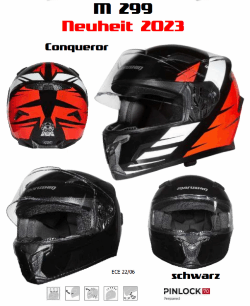 Marushin Integralhelm M-299 schwarz glänzend